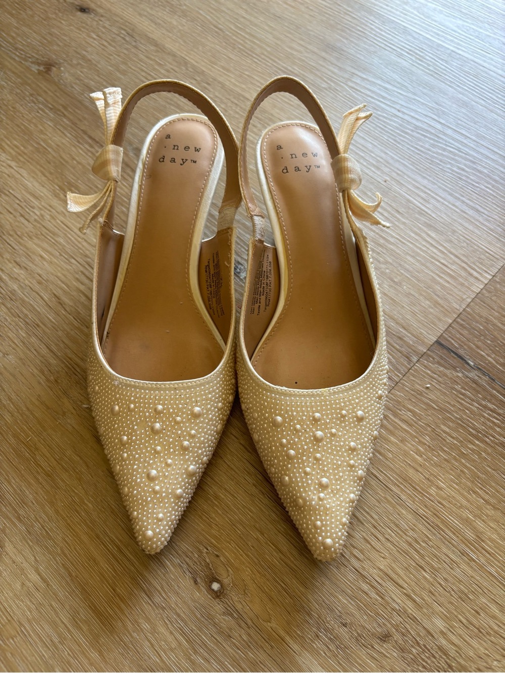 a new day Champagne Pearl-Embellished Slingback Mules